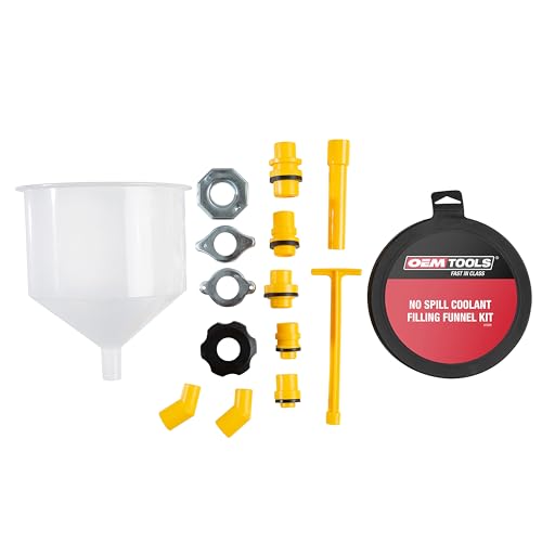 OEMTOOLS No-Spill Coolant Funnel Kit, 15 Piece Fluid and Oil Funnel Set, Allows Access To Hard-To-Reach Radiators - Image 2