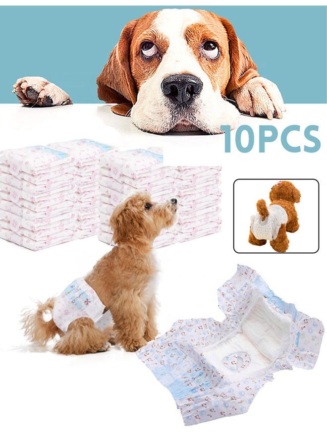 حفاضات للكلاب للاستعمال مرة واحدة، 10 حفاضات للكلاب الإناث، حفاضات للكلاب الصغيرة فائقة الامتصاص للتبول المثير للحرارة أو سلس البول - Image 1