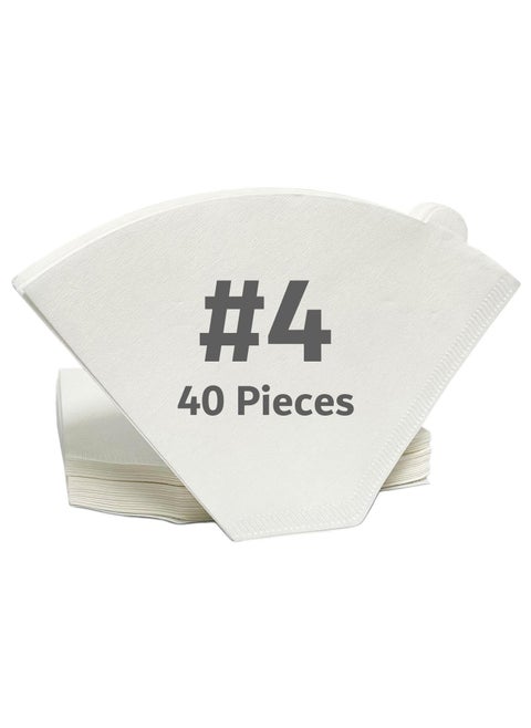Coffee Filters #4 Cone Shape, White, 40 Count Easy to Clean and Convenient for Brewing