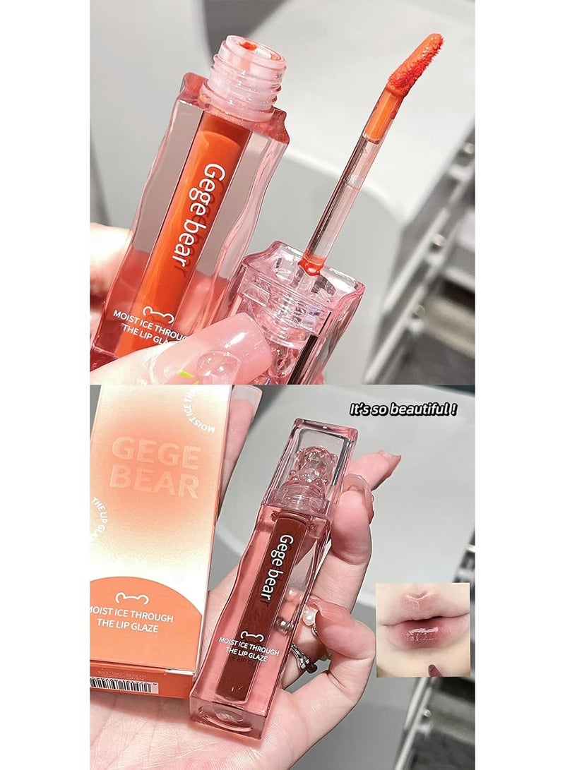Gege Bear Moist Ice Through the Lip Glaze | Hydrating Watery Lip Gloss | High-Pigment, Long-Lasting Liquid Lip Color | Non-Sticky, Lightweight Lip Tint | Mirror Shine Gloss with Moisturizing Formula | Waterproof, Smudge-Proof Lip Glaze for Women | Korean Beauty Vibrant Lip Makeup 3g (#4Tidal Whisper, 3g) - Image 3