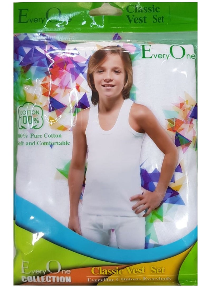Everyone EVERYONE Boys White Cotton Vest and Boxer Underwear Set (pack of 6)  - Image 2