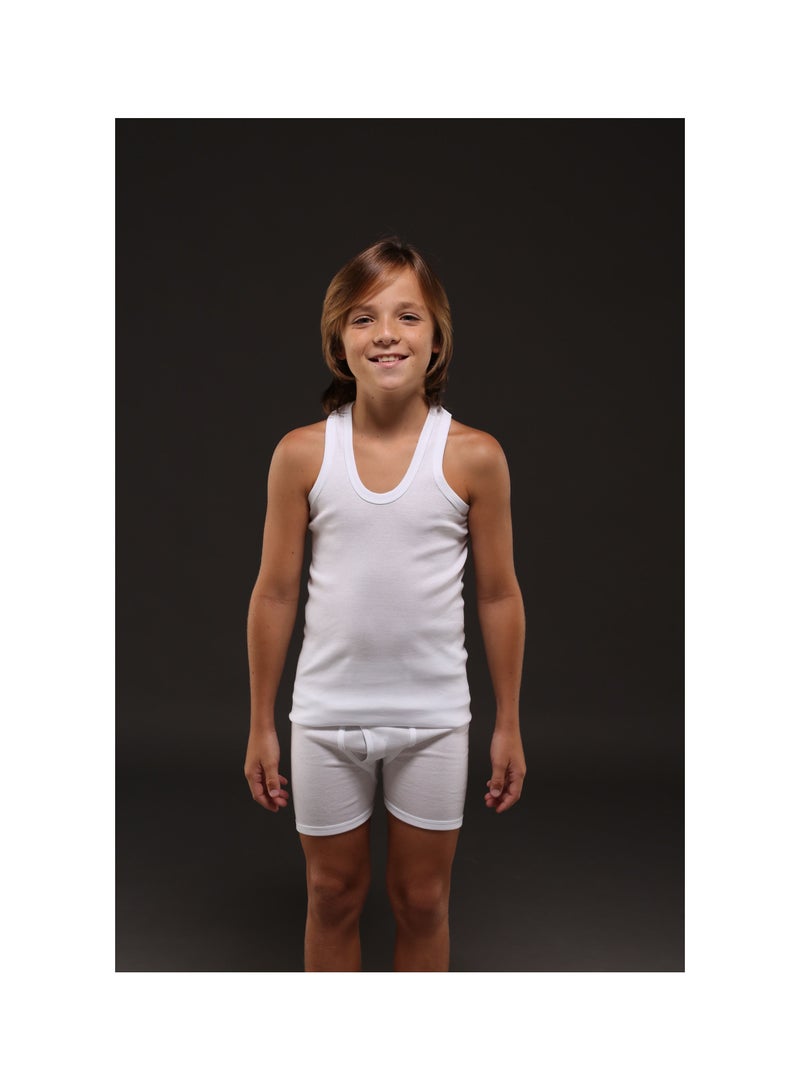 Everyone EVERYONE Boys White Cotton Vest and Boxer Underwear Set (pack of 6)  - Image 1