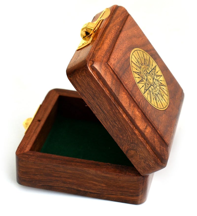 TA dizayn Antique 3" Indian Rosewood Keepsake Wooden Box -Decorative Vintage Storage Box - Antique - Image 1
