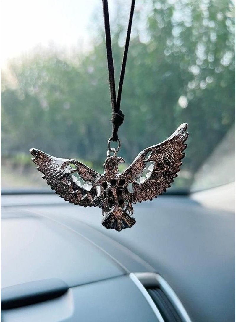 Car Hanging Ornament – Car Decoration with an Engraved Eagle Design, Made of Metal u0026 Adorned with a Cat's Eye Stone, Perfect for Enhancing Your Car’s Interior Elegance – Length: 11.5 cm - Image 2