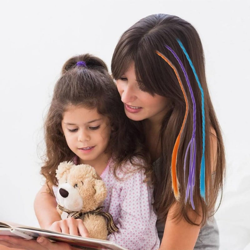 MVM Enterprise Hair Strips for Girls Fake Hair Extensions for Kids Hair Accessories for Girls Hair Clips for Kids Baby Hair Accessories Artificial Hair Random Multicolour pack of 1in 12 pcs - Image 4