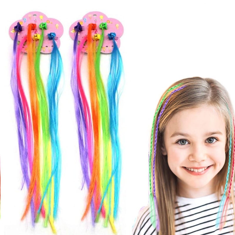 MVM Enterprise Hair Strips for Girls Fake Hair Extensions for Kids Hair Accessories for Girls Hair Clips for Kids Baby Hair Accessories Artificial Hair Random Multicolour pack of 1in 12 pcs - Image 2