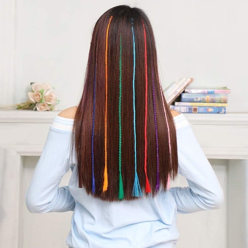 MVM Enterprise Hair Strips for Girls Fake Hair Extensions for Kids Hair Accessories for Girls Hair Clips for Kids Baby Hair Accessories Artificial Hair Random Multicolour pack of 1in 12 pcs - Image 5