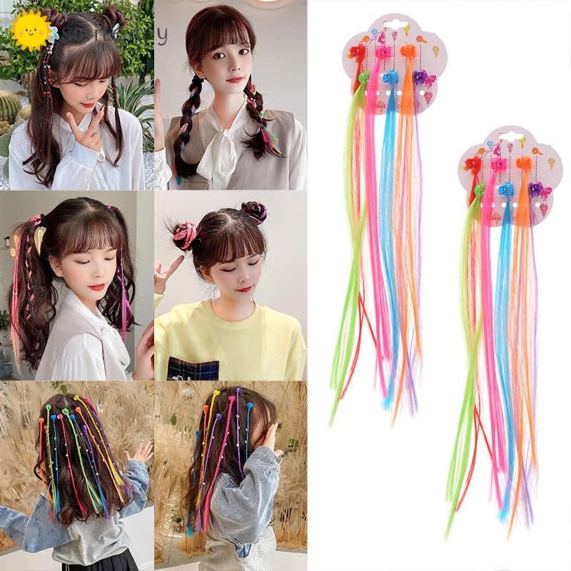 MVM Enterprise Hair Strips for Girls Fake Hair Extensions for Kids Hair Accessories for Girls Hair Clips for Kids Baby Hair Accessories Artificial Hair Random Multicolour pack of 1in 12 pcs - Image 3