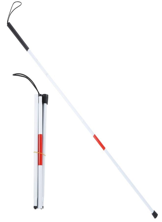 Chiffonade Folding Blind Cane Aluminum Alloy Collapsible Walking Stick with Red Reflective Tape for Blind and Visually Impaired, 4-Section Design(White&Red) - Image 5