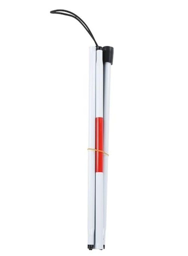 Chiffonade Folding Blind Cane Aluminum Alloy Collapsible Walking Stick with Red Reflective Tape for Blind and Visually Impaired, 4-Section Design(White&Red) - Image 1