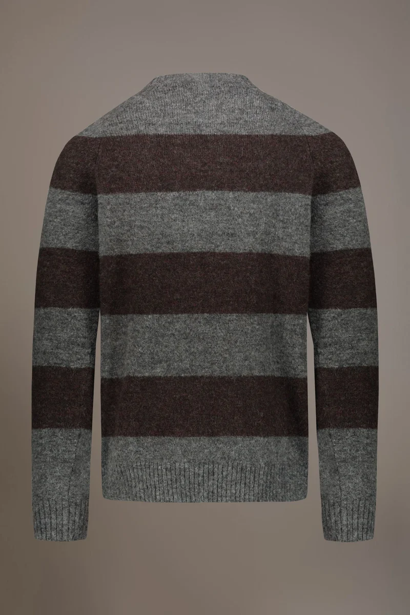 Doppelganger Multicolour Mohair wool blend round neck sweater - Grey/Brown for Men | Best Price UAE