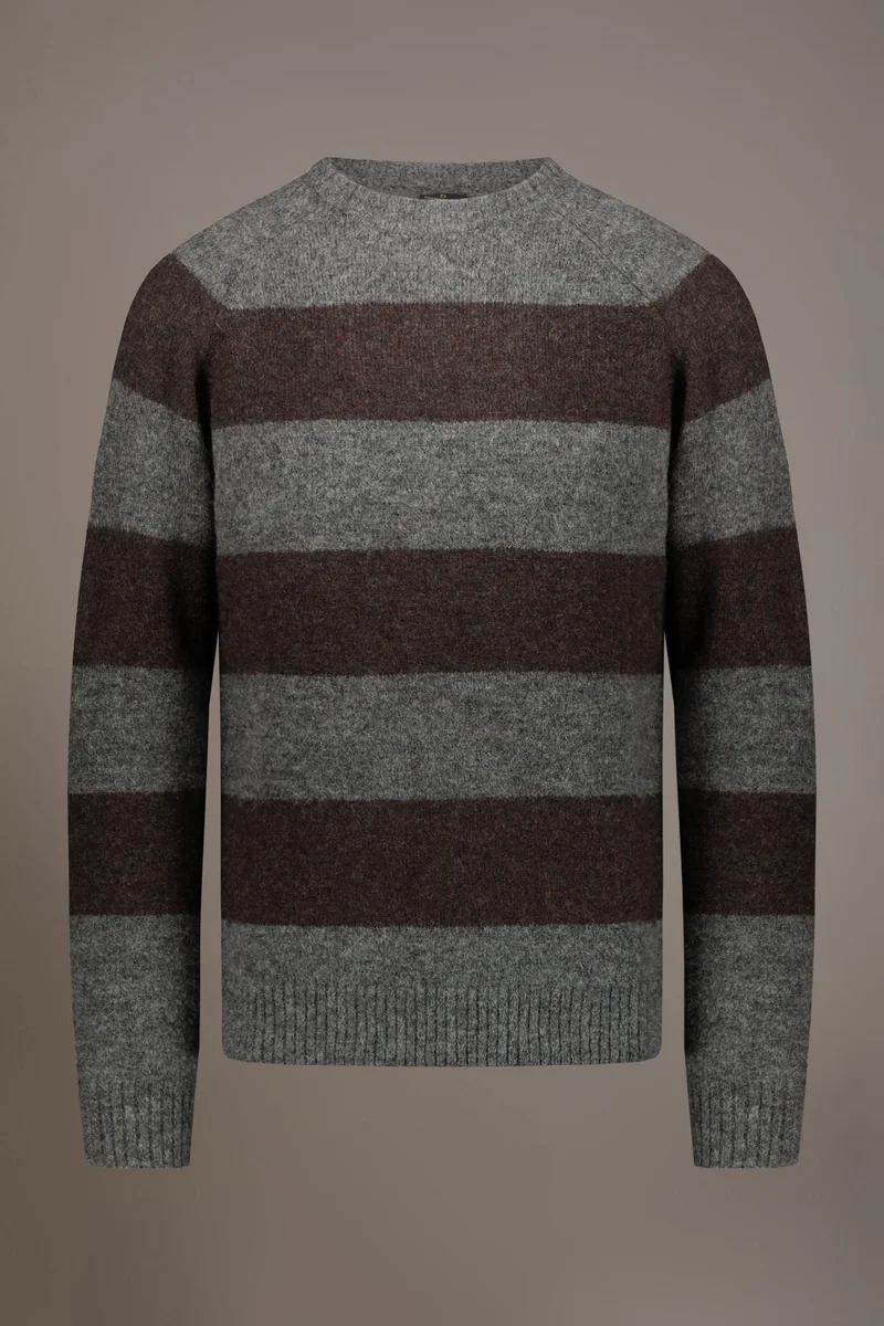 Doppelganger Multicolour Mohair wool blend round neck sweater - Grey/Brown for Men | Best Price UAE