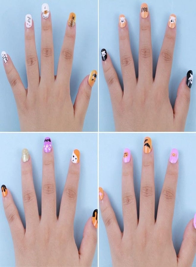 Plenteous Children Acrylic Fake Nails Press on Pre-glue Full Cover Glitter Gradient Color Rainbow Short False Nail Art Kits Set for Kids Little Girls - Multicolor Gradient Series, 96 pcs, Multi Color. - Image 2