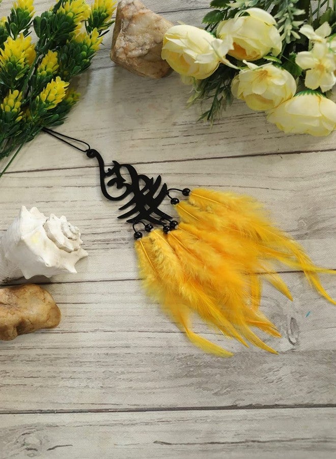 BE MALL Dream Catcher Long Om Handmade for Positive Vibes, Wall Decor and car Hanging Catcher (Yellow) - Image 1