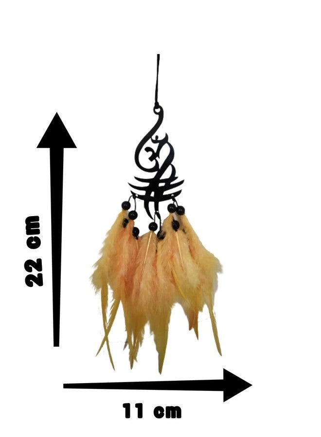 BE MALL Dream Catcher Long Om Handmade for Positive Vibes, Wall Decor and car Hanging Catcher (Yellow) - Image 2