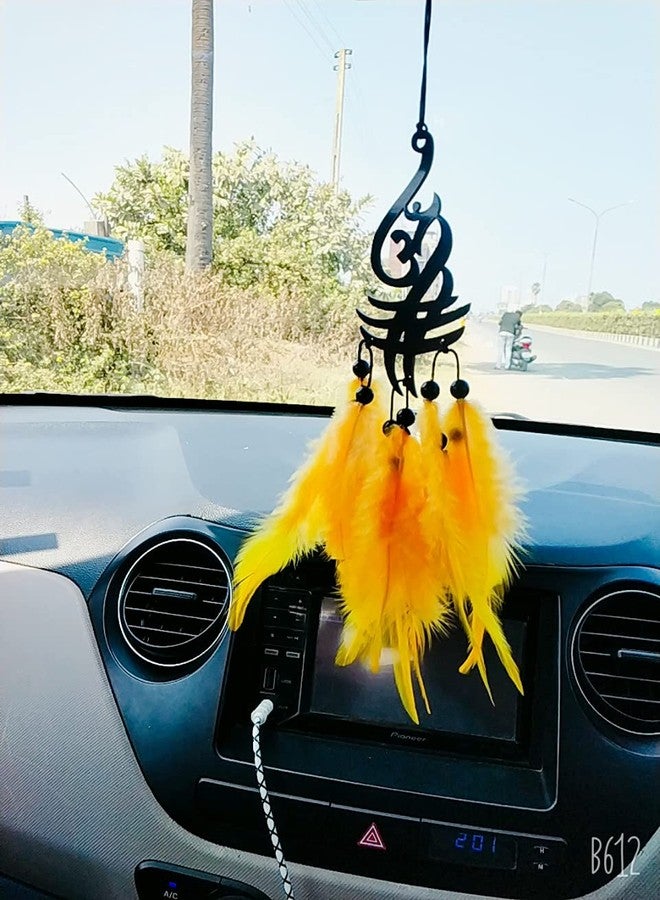 BE MALL Dream Catcher Long Om Handmade for Positive Vibes, Wall Decor and car Hanging Catcher (Yellow) - Image 5