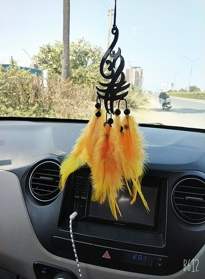 BE MALL Dream Catcher Long Om Handmade for Positive Vibes, Wall Decor and car Hanging Catcher (Yellow) - Image 3