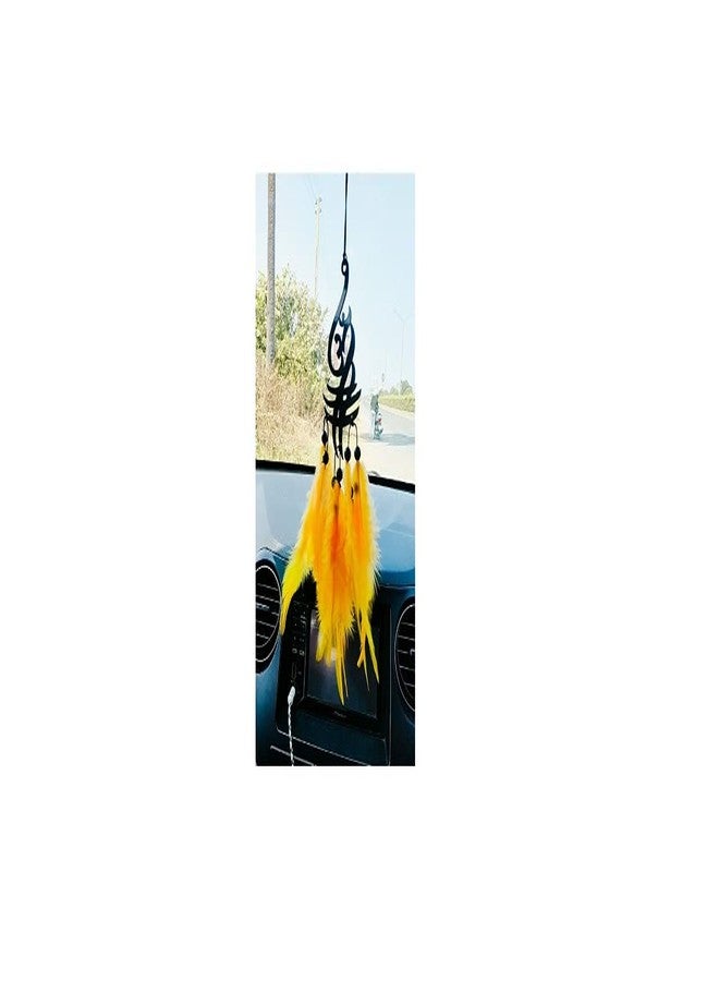 BE MALL Dream Catcher Long Om Handmade for Positive Vibes, Wall Decor and car Hanging Catcher (Yellow) - Image 4