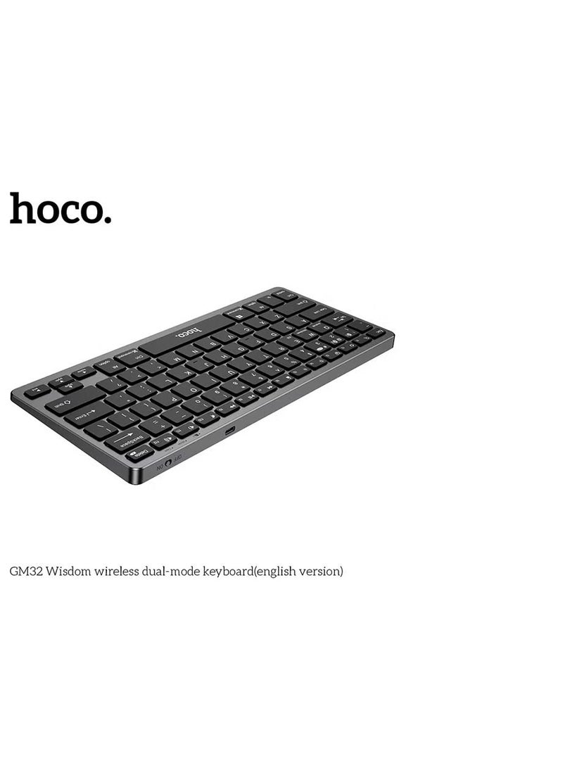 هوكو. لوحة مفاتيح لاسلكية ثنائية الوضع GM32 Wisdom - النسخة الإنجليزية، باللون الأسود - Image 1