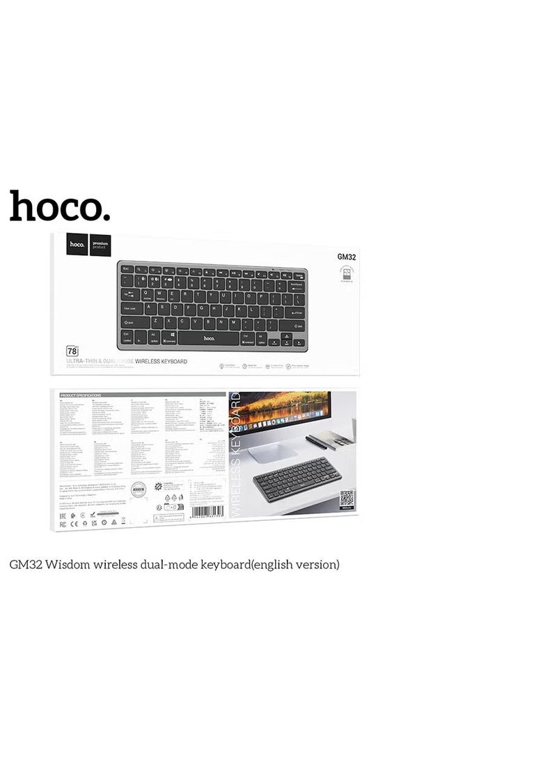 هوكو. لوحة مفاتيح لاسلكية ثنائية الوضع GM32 Wisdom - النسخة الإنجليزية، باللون الأسود - Image 5