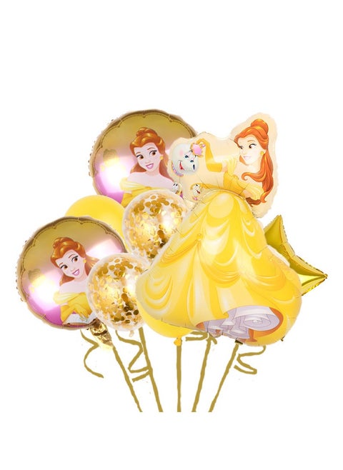 8pcs balloons cartoon princess Belle foil balloons set girls birthday party decoration kids toys party supplies