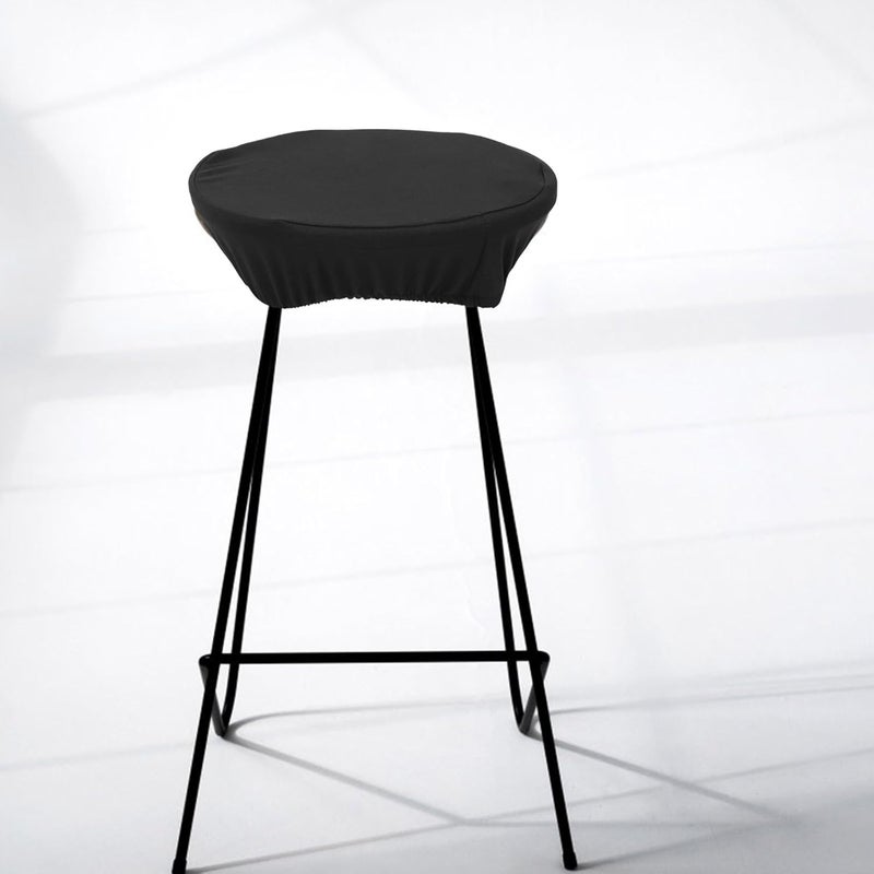 2pcs Stretch Round Bar Stool Covers, Removable Elastic Round Bar Chair Seat Protectors, Washable Slipcovers for Home Kitchen Dining Room Barstools, Black - Image 5