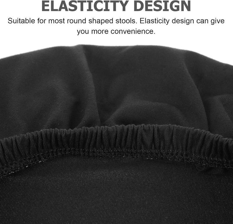 2pcs Stretch Round Bar Stool Covers, Removable Elastic Round Bar Chair Seat Protectors, Washable Slipcovers for Home Kitchen Dining Room Barstools, Black - Image 3