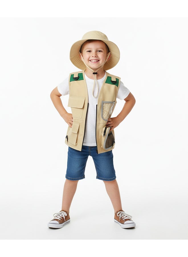 Toyland Kids Explorer Costume Kit – Safari Vest with Pockets & Matching Hat - Image 2