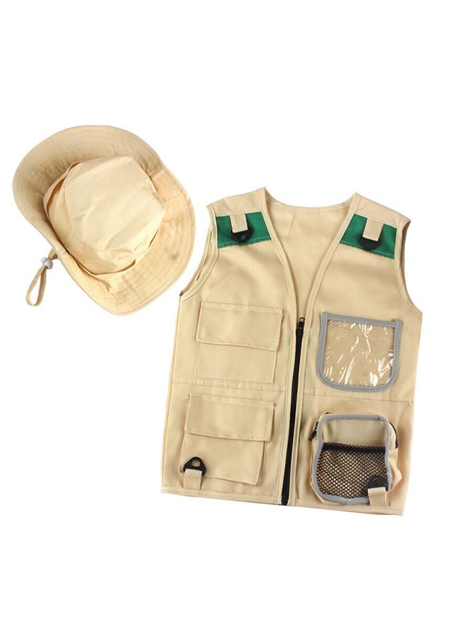 Toyland Kids Explorer Costume Kit – Safari Vest with Pockets & Matching Hat - Image 1