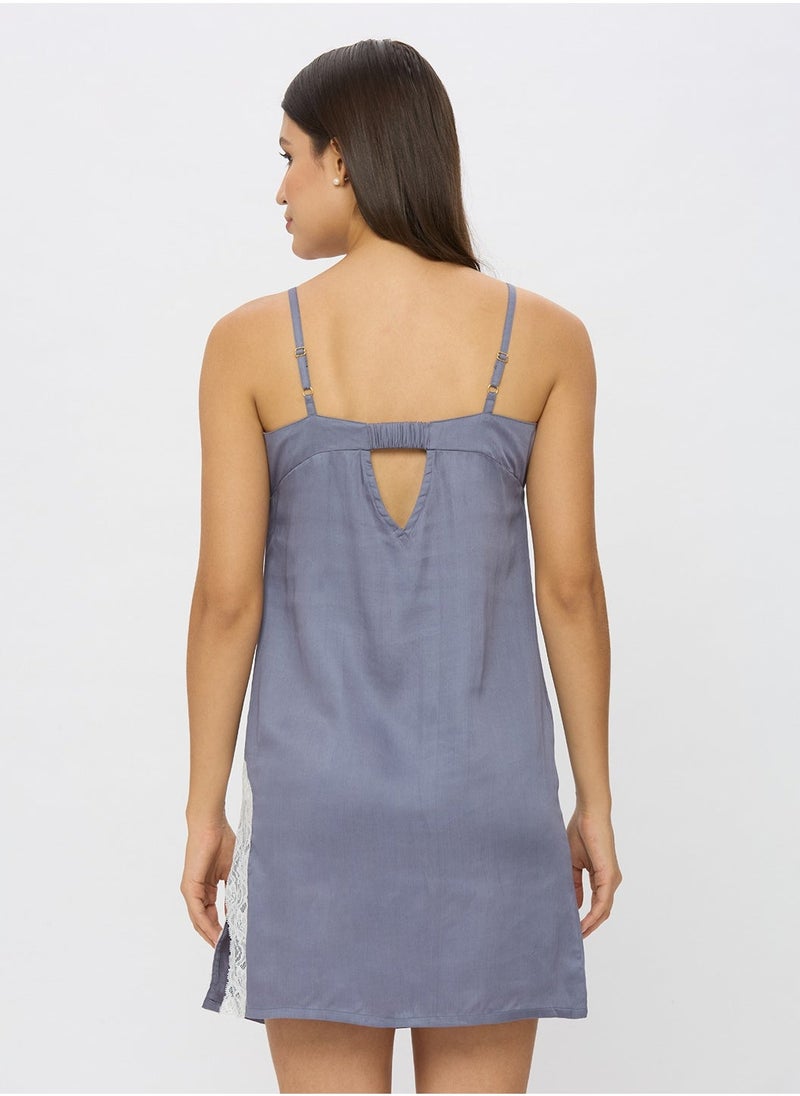 AMMARZO Modal Satin Slip Dress with Lace  - Image 5