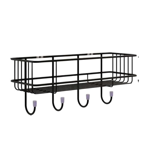 SPARSHMART Sima Bathroom Rack - Bathroom Shelves - Kitchen Storage - Self Adhesive Bathroom Shelf and Shampoo Holder with 4 Hook Adhesive Shower Caddy Metal Shelf  - Image 5