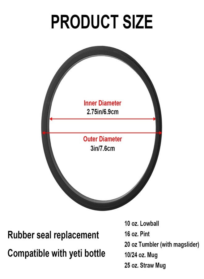 Joshey Rubber Seal Replacement Gaskets for Yeti Rambler 20 oz Tumbler - Leak-Proof Seal & O Ring Replacement Parts for Yeti 25 oz Straw Mug Lid, 6 Packs - Image 2