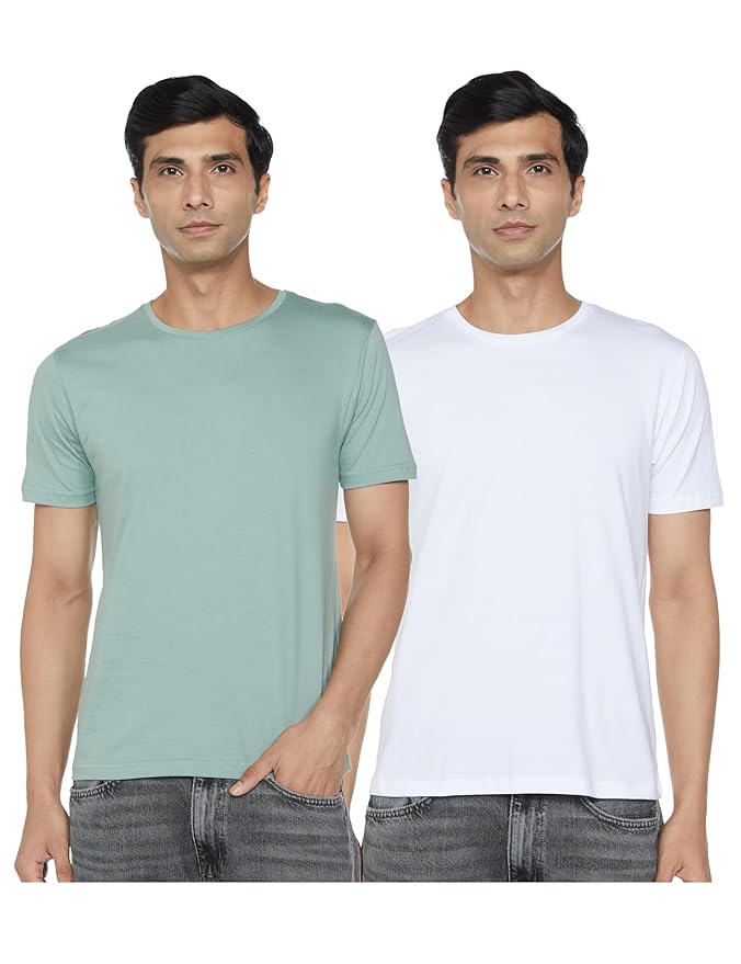 fyltr Men's Solid T-Shirt - Half Sleeve | Round Neck | 100% Cotton | Regular Fit T-Shirt (Pack of 2) - Image 1