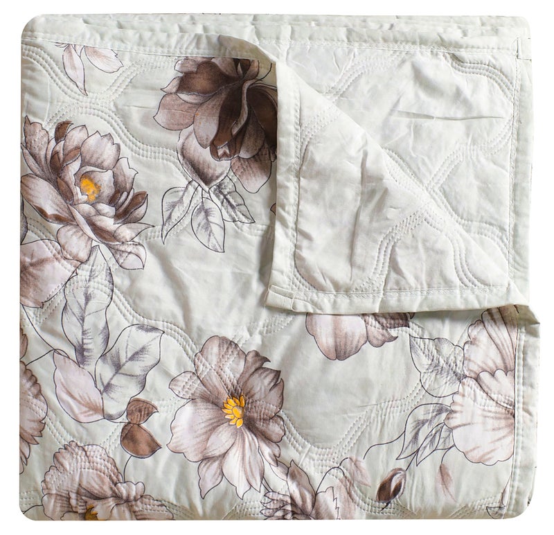 Fancy Walas Dohar Double Bed 100% Cotton Blankets for Summer | 90x100inch, 150GSM Ac Comforter and Cooling Blankets for Summer | Grey & Brwon | Classic Printed Design | Quilt | Ideal for Gifting - Image 1