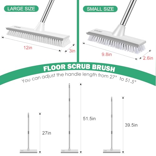 SetSail Upgraded Large Wide Floor Scrub Brush with 51Inch Long Adjustable Handle 2 in 1 Scrape Brush Stiff Bristle Floor Scrubber for Cleaning Shower Bathroom Kitchen Wall Deck Tub TileGrey White - Image 3