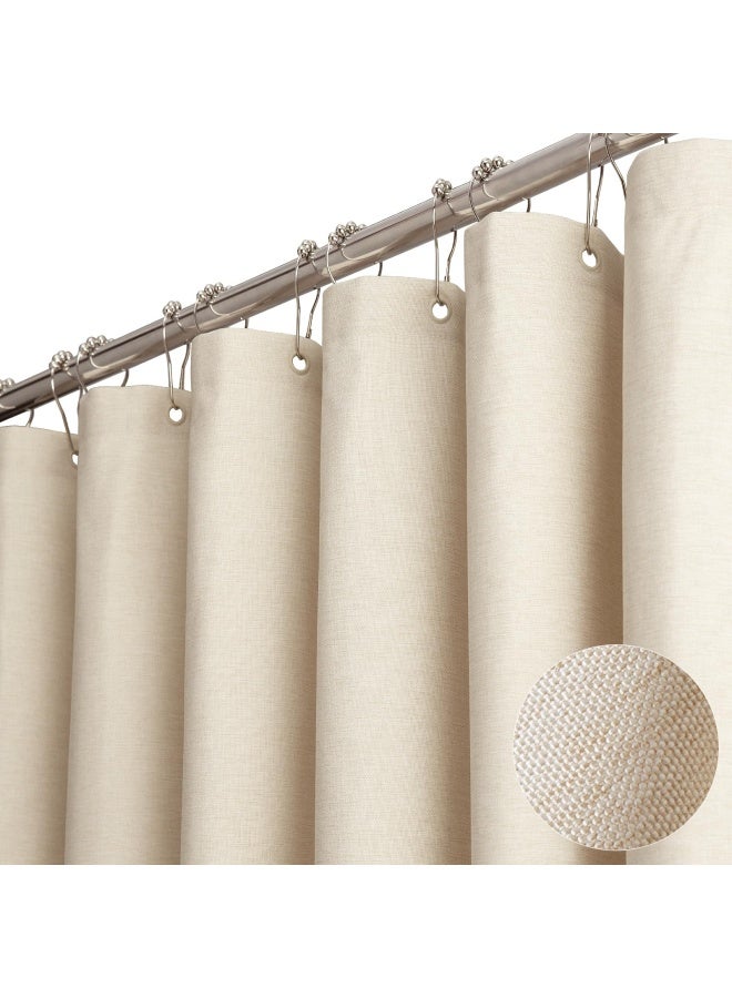 BTTN Fabric Shower Curtain Linen Textured Heavy Duty Polyester Cloth Shower Curtain Set with 12 Plastic Hooks Hotel Luxury Waterproof Decorative Shower Curtain - Image 1
