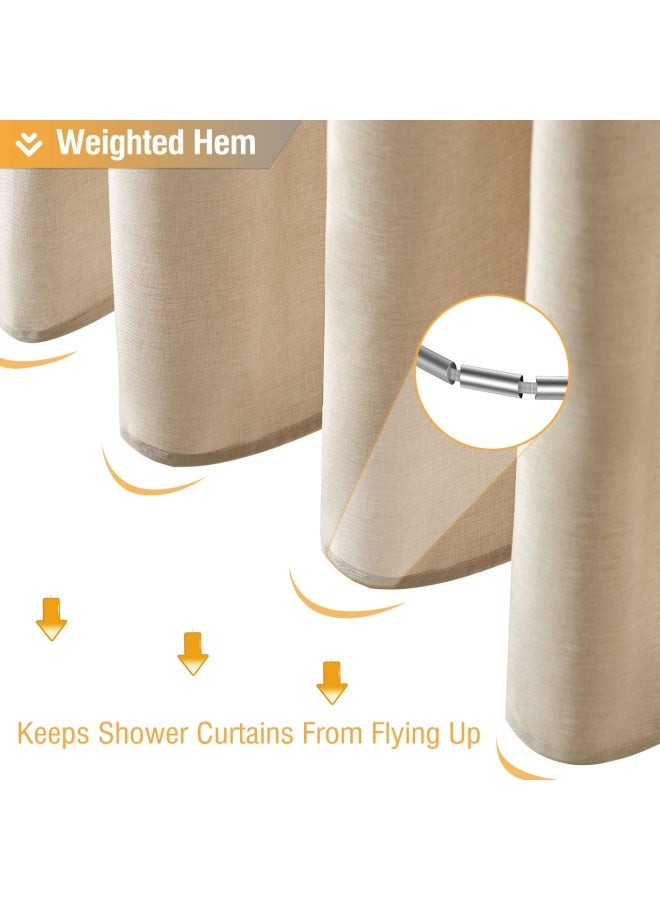 BTTN Fabric Shower Curtain Linen Textured Heavy Duty Polyester Cloth Shower Curtain Set with 12 Plastic Hooks Hotel Luxury Waterproof Decorative Shower Curtain - Image 5