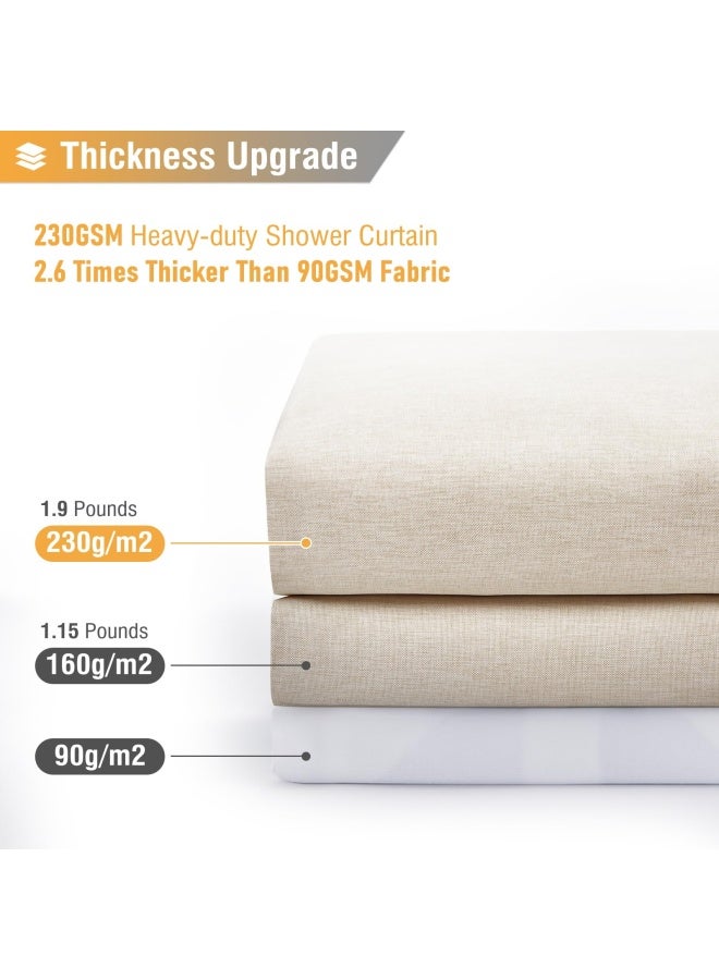 BTTN Fabric Shower Curtain Linen Textured Heavy Duty Polyester Cloth Shower Curtain Set with 12 Plastic Hooks Hotel Luxury Waterproof Decorative Shower Curtain - Image 3