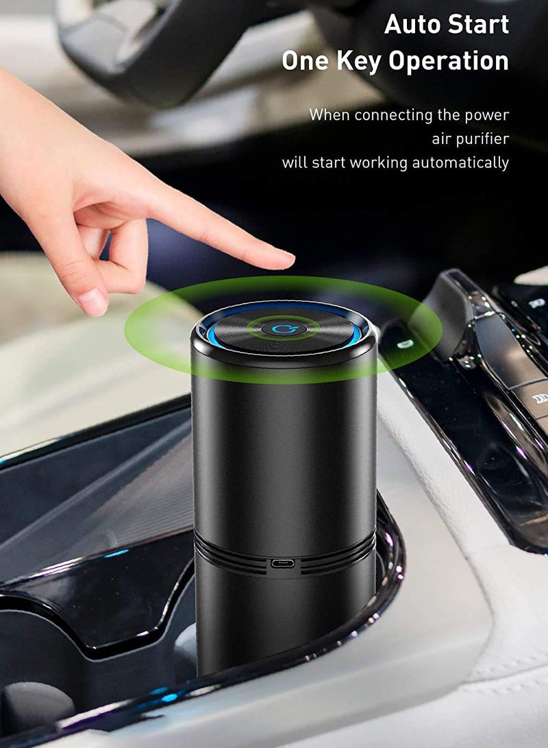 Portable Car Air Purifier Ionizer - 12 Million Negative Ions, Silent 27dB Freshener for Small Spaces, Effectively Removes Dust, Pet Odors, and Pollen (Black) - Image 2