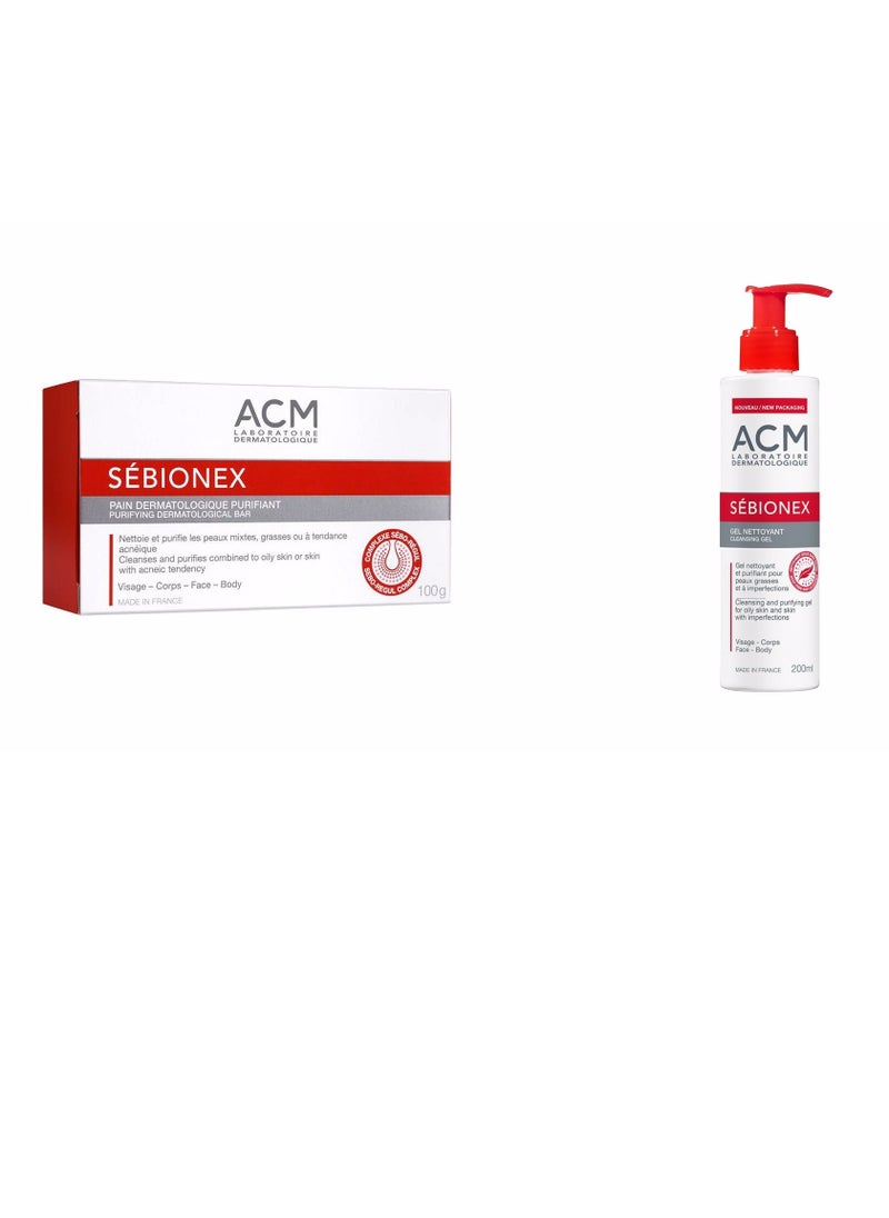 ACM Laboratoire dermatologique ACM Sebionex Cleansing Gel 200ml + ACM Sebionex Wash Soap for Oily Skin 100g  - Image 1