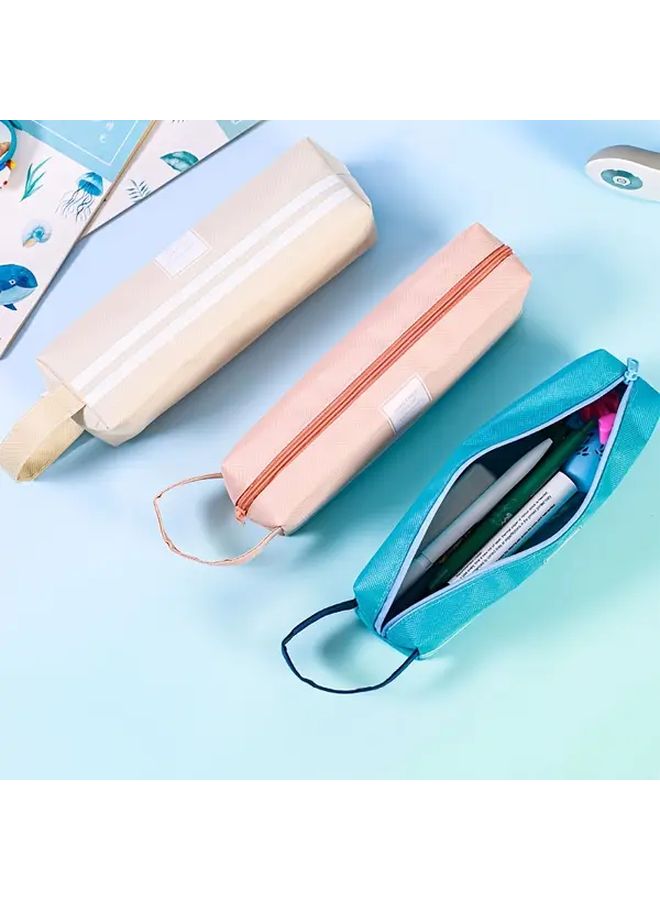 Random 3 Colors Solid Pencil Case Large Capacity Oxford Stationery Bag With Handle Waterproof Dustproof Reusable Storage Box For Pens Crayons Watercolor Pencils - Image 1