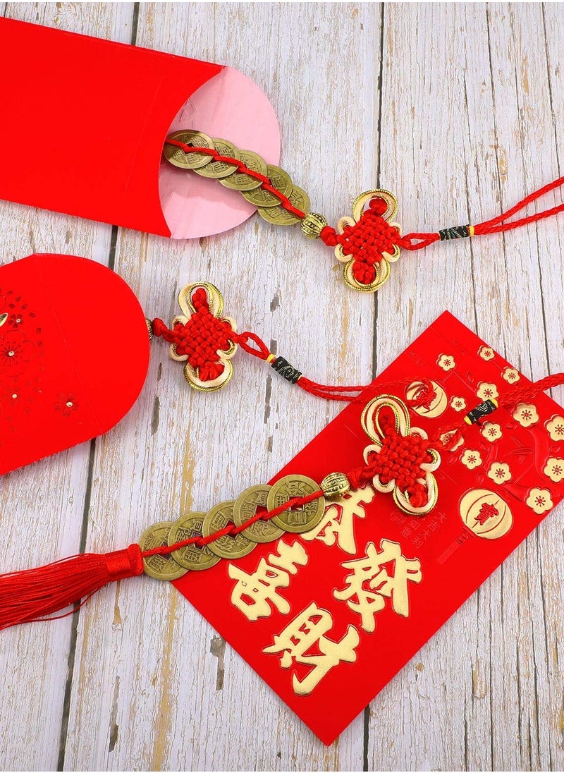 NIBEMINENT Chinese Feng Shui Coins Lucky Knot Emperor I-Ching Fortune Coin and Storage Bag for Good Luck Healthy  - Image 5