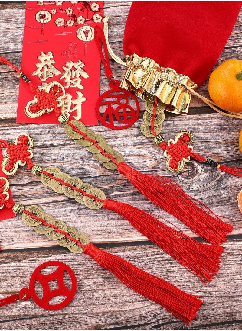 NIBEMINENT Chinese Feng Shui Coins Lucky Knot Emperor I-Ching Fortune Coin and Storage Bag for Good Luck Healthy  - Image 4