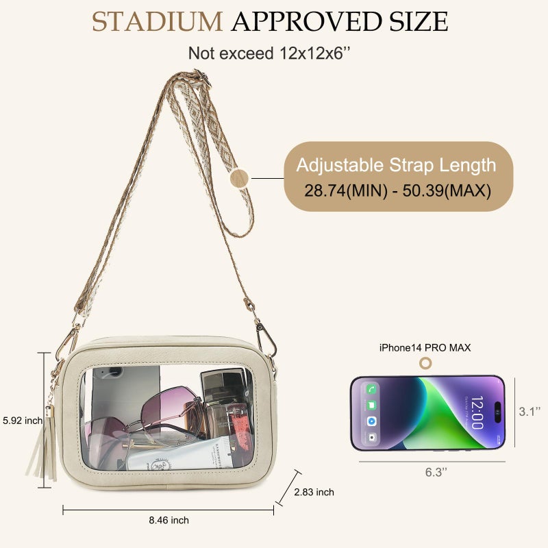 LOXOMU Clear Crossbody Bag Stadium Approved - Waterproof Clear Purses for Women Stadium with Adjustable Guitar Strap for Events - Image 2