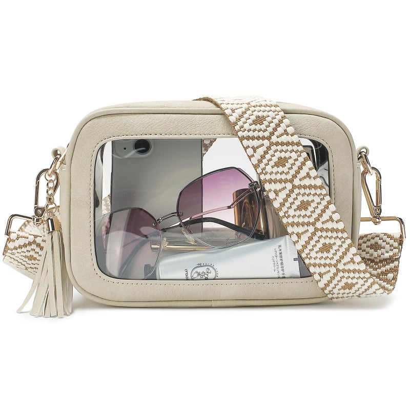 LOXOMU Clear Crossbody Bag Stadium Approved - Waterproof Clear Purses for Women Stadium with Adjustable Guitar Strap for Events - Image 1