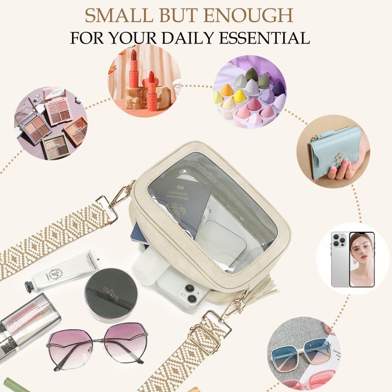 LOXOMU Clear Crossbody Bag Stadium Approved - Waterproof Clear Purses for Women Stadium with Adjustable Guitar Strap for Events - Image 4