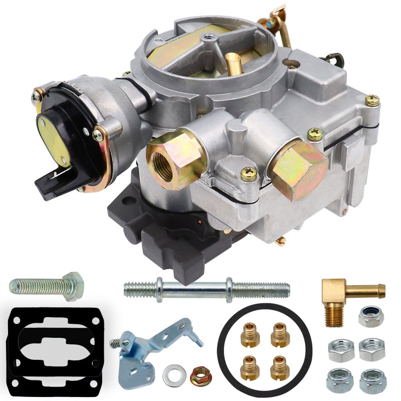 THUNDERMINGO 2 Barrel Marine Carburetor for Mercruiser Rochester Mercarb 30L 25L 43L 50L 57L Carb V8 4 CYL Engines with Electric Choke Jets Gaskets Long Linkage Replace 3310864940A01