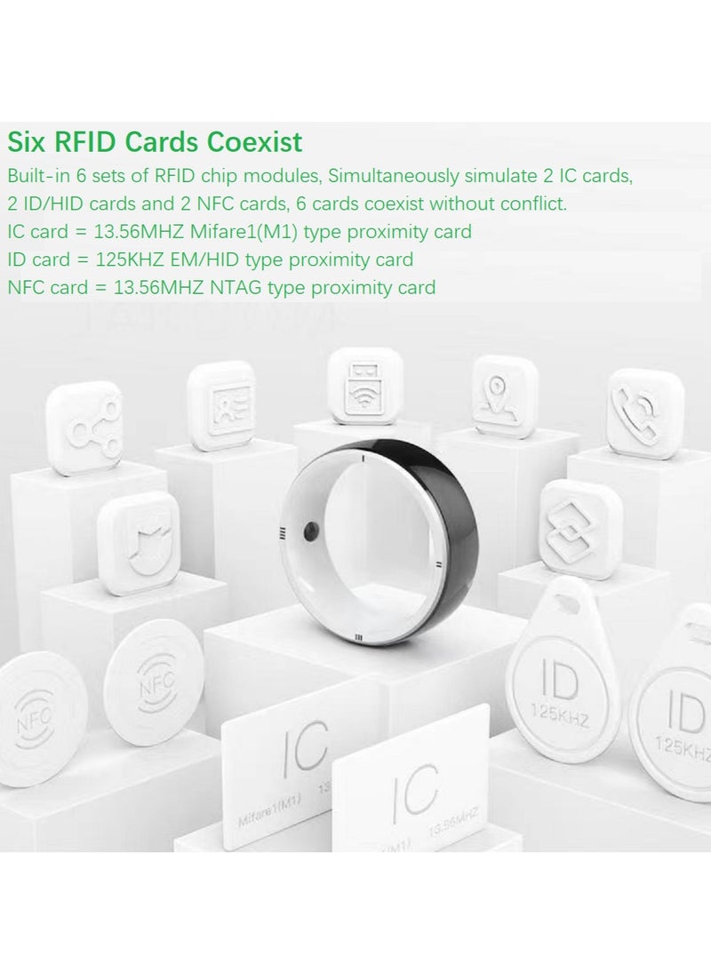 Generic - Smart Ring R5 Newest Intelligent Wearable Device Build-in 6 RFID Cards 128GB Wireless Disk Sharing 2 Health Stones NFC Functions for iPhone Android Size: L (Perimeter longer than 63mm, Diameter 20mm) - Image 1