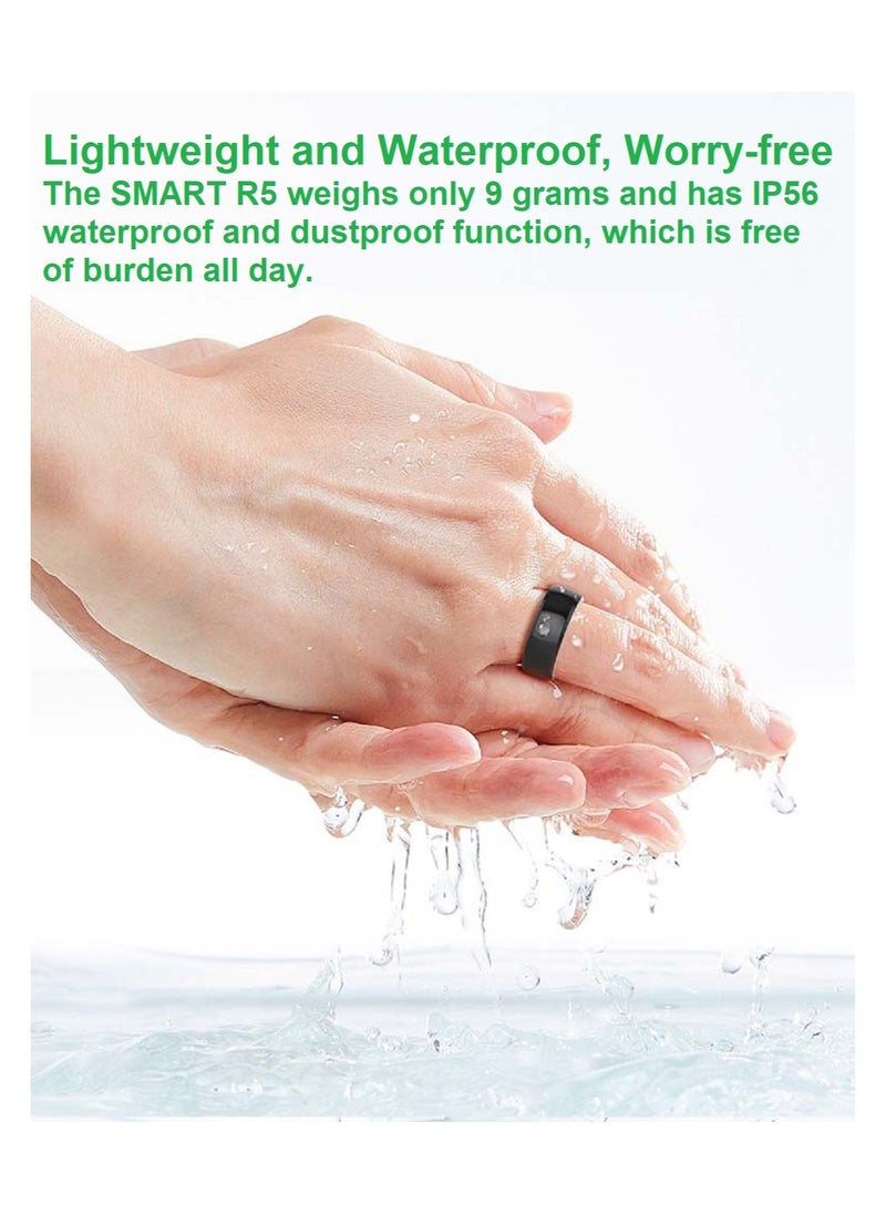 Generic - Smart Ring R5 Newest Intelligent Wearable Device Build-in 6 RFID Cards 128GB Wireless Disk Sharing 2 Health Stones NFC Functions for iPhone Android Size: L (Perimeter longer than 63mm, Diameter 20mm) - Image 1