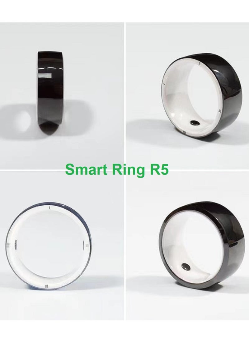 Generic - Smart Ring R5 Newest Intelligent Wearable Device Build-in 6 RFID Cards 128GB Wireless Disk Sharing 2 Health Stones NFC Functions for iPhone Android Size: L (Perimeter longer than 63mm, Diameter 20mm) - Image 1